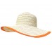 Wide Brim Hat - Paper Straw Wide Brim Hat - Orange Trim - HT-ST1061OR